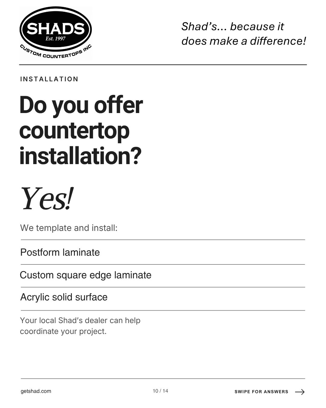 Infographic do you offer countertop installation