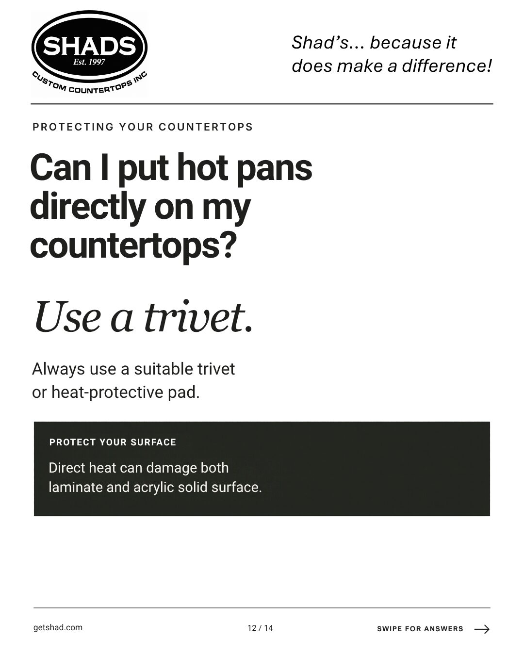 Infographic Can I put hot pans directly on my countertops