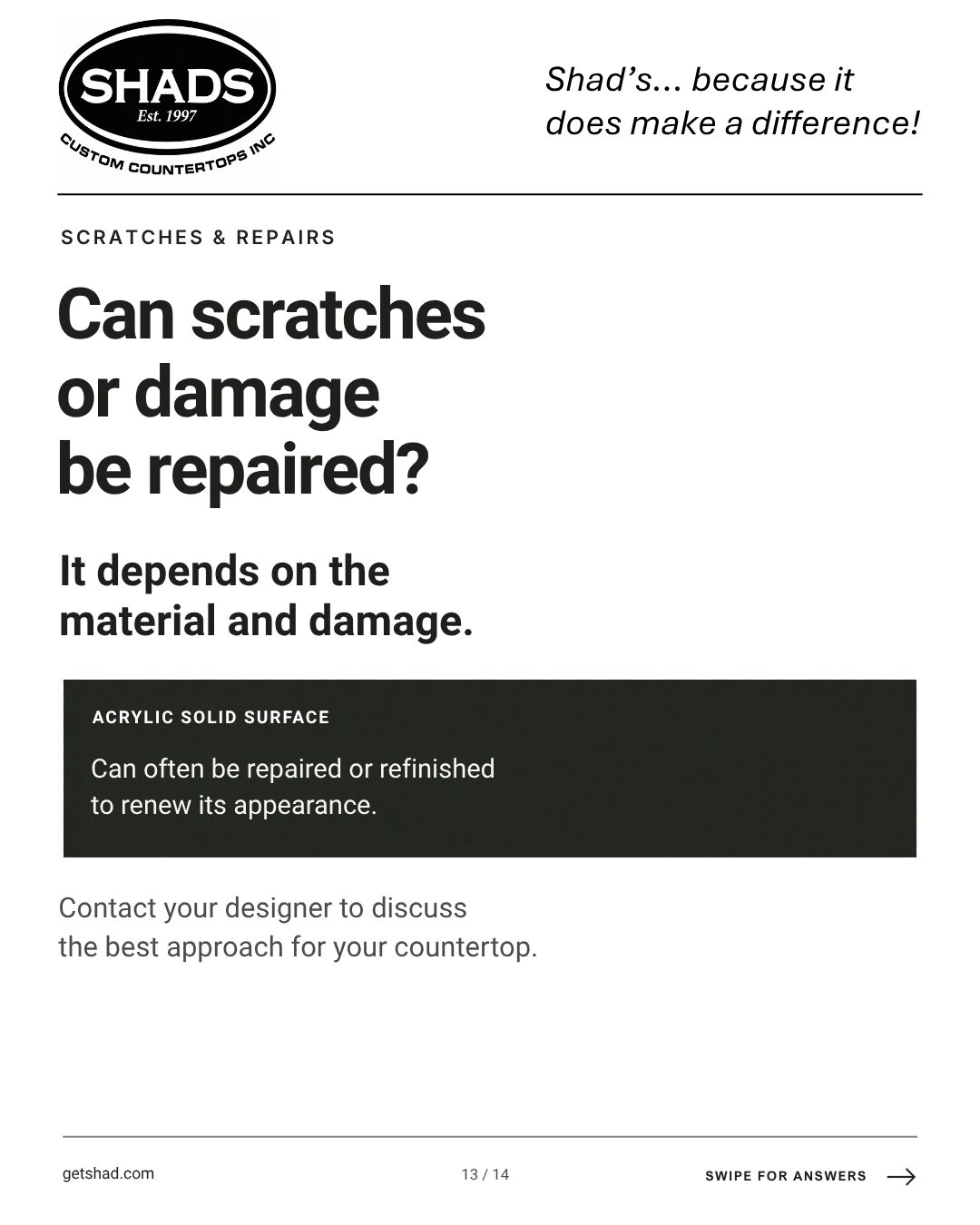 Infographic can scratches or damage be repaired 