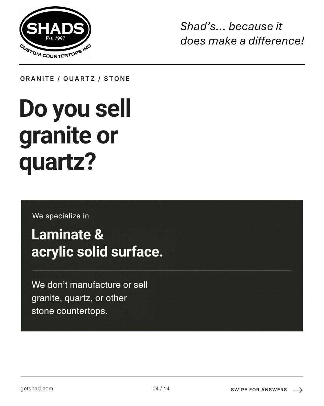 Infographic Do you sell granite or quartz