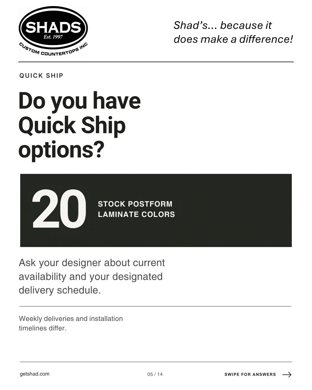 Infographic Do you have quick ship options?
